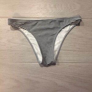 Aerie Black and White Striped Bikini Bottom